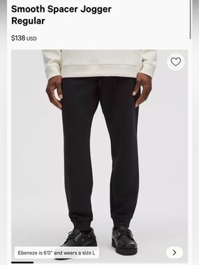 lululemon athletica Smooth Spacer Jogger in Black new